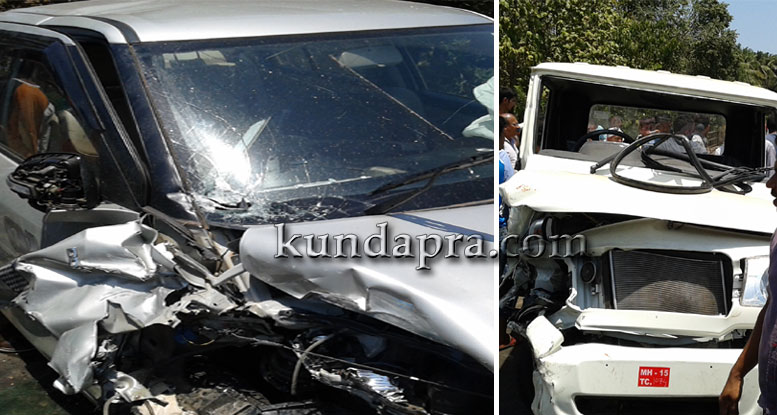 ಶಿರೂರು: ಕಾರು-ಬೊಲೆರೊ ಢಿಕ್ಕಿ. ಪ್ರಯಾಣಿಕರು ಪಾರು