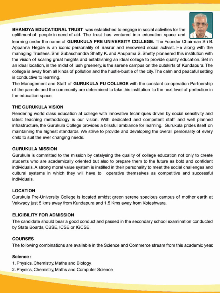 Gurukula Public School and Gurukula PU College