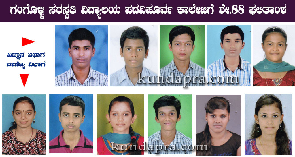ಗಂಗೊಳ್ಳಿ ಸರಸ್ವತಿ ವಿದ್ಯಾಲಯ ಪಿಯು ಕಾಲೇಜಿಗೆ ಶೇ.88 ಫಲಿತಾಂಶ