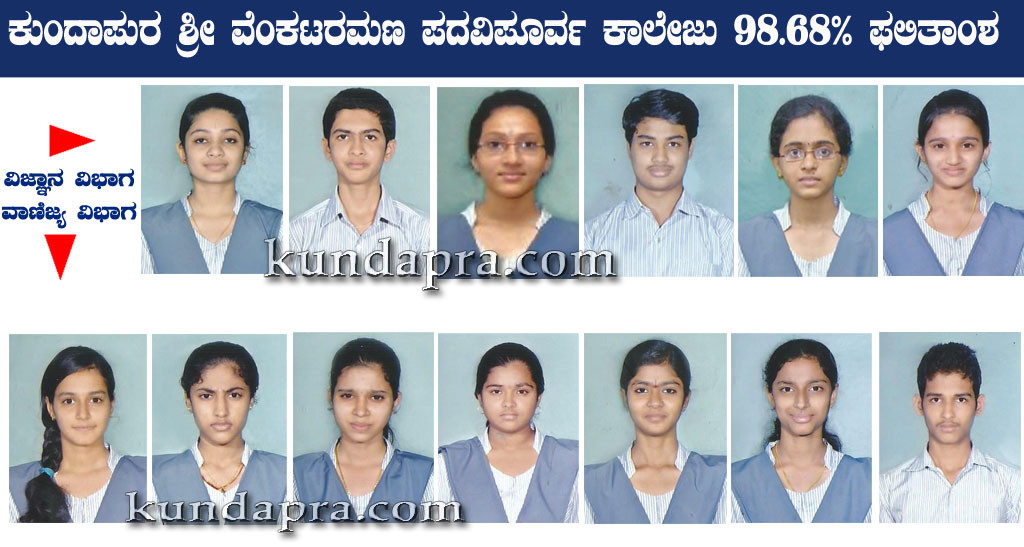 ಕುಂದಾಪುರ ಶ್ರೀ ವೆಂಕಟರಮಣ ಪದವಿಪೂರ್ವ ಕಾಲೇಜಿಗೆ 98.68% ಫಲಿತಾಂಶ