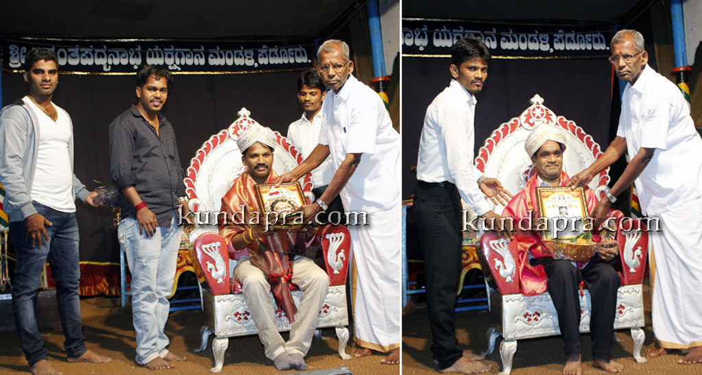 ತಗ್ಗರ್ಸೆ: ಪುಷ್ಪ ಸಿಂಧೂರಿ ಯಕ್ಷಗಾನದಲ್ಲಿ ಆಚಾರ್ಯದ್ವಯರಿಗೆ ಸನ್ಮಾನ