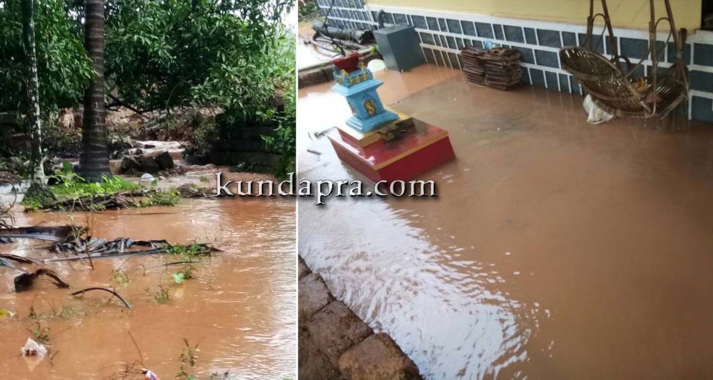 ಬೈಂದೂರು: ಐಆರ್ಬಿ ಕಂಪೆನಿ ಅವಾಂತರ. ಮನೆಯ ಆವರಣ, ತೋಟಕ್ಕೆ ನುಗ್ಗುವ ನೀರು