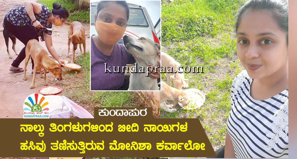4 ತಿಂಗಳುಗಳಿಂದ ಬೀದಿ ನಾಯಿಗಳ ಹಸಿವು ತಣಿಸುತ್ತಿರುವ ಮೋನಿಶಾ ಕರ್ವಾಲೋ