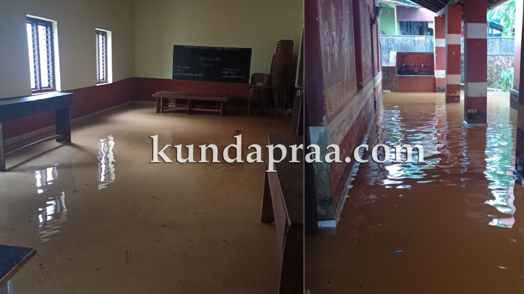 ಭಾರಿ ಮಳೆಗೆ ಯಡ್ತರೆ ಸರ್ಕಾರಿ ಶಾಲೆ ತರಗತಿಗಳಿಗೆ ನುಗ್ಗಿದ ಮಳೆನೀರು