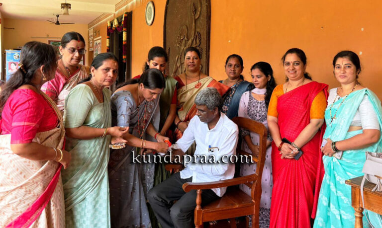 ಸಂಸದ ಕೋಟ ಶ್ರೀನಿವಾಸ ಪೂಜಾರಿಗೆ ಮಹಿಳಾ ಮೋರ್ಚಾ ವತಿಯಿಂದ ರಕ್ಷಾ ಬಂಧನ